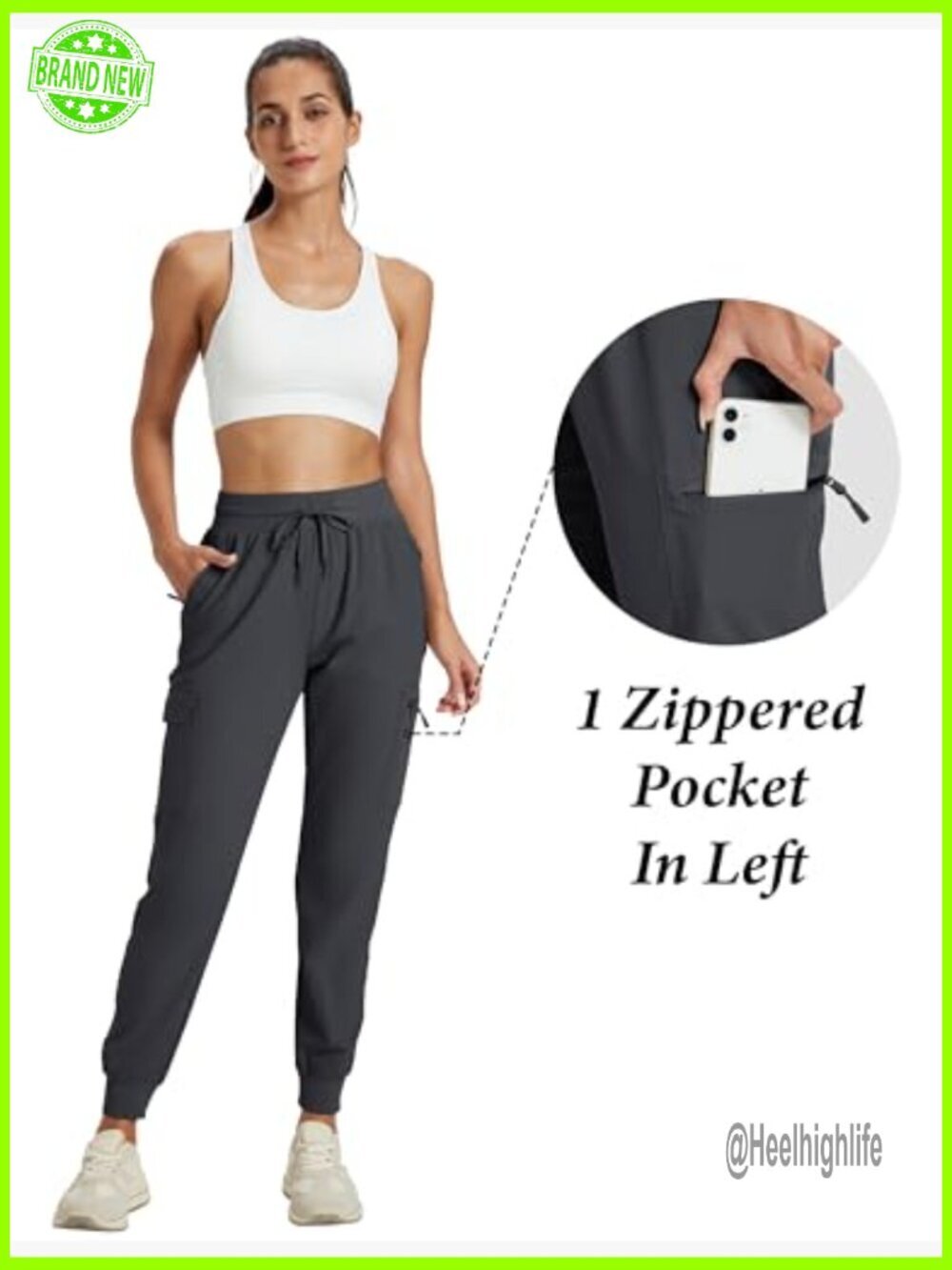 Lightweight Quick-Dry Cargo Joggers with Zipper Pockets for Hiking & Workout - Picture 6 of 7